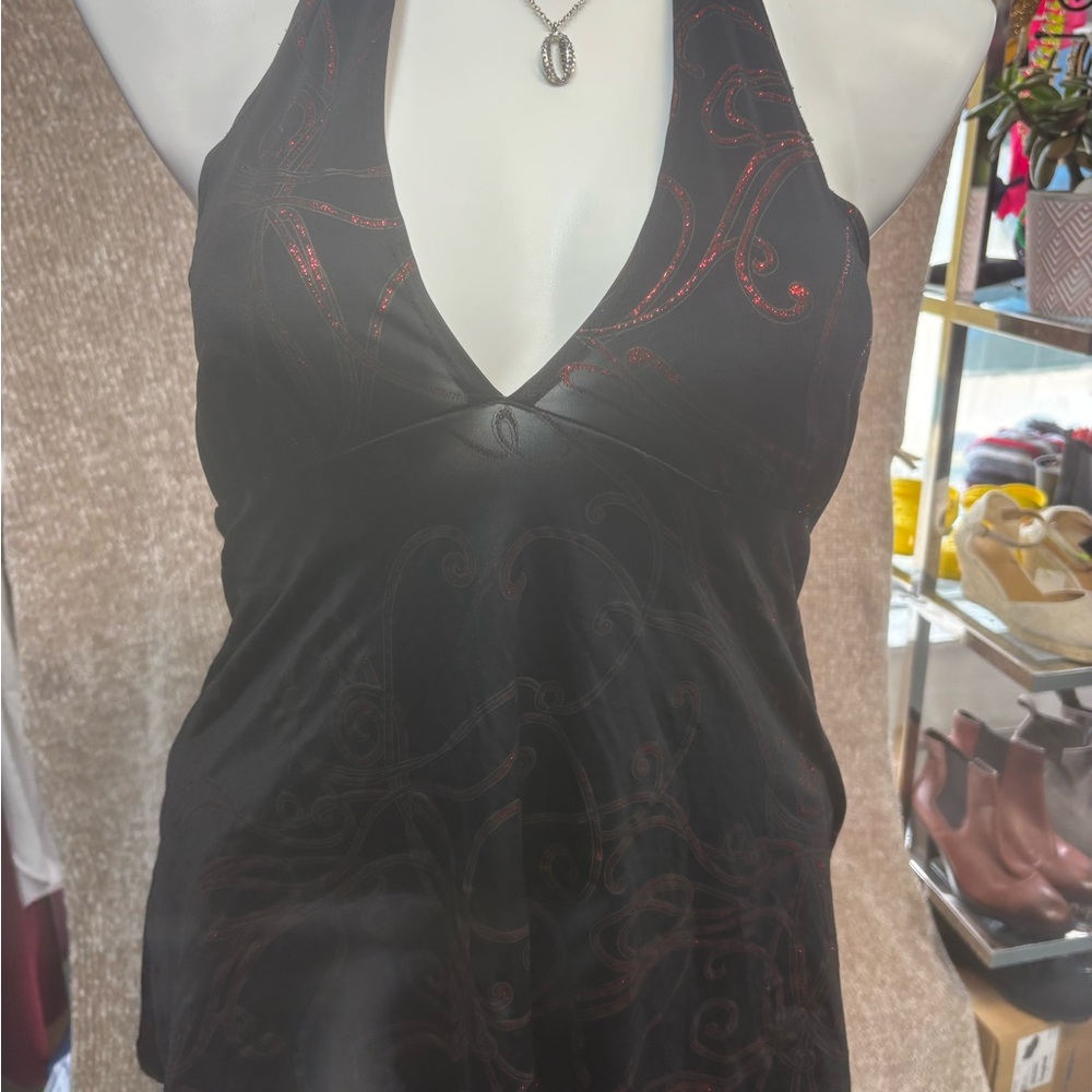 Chic Black and Red Women's Halter Top